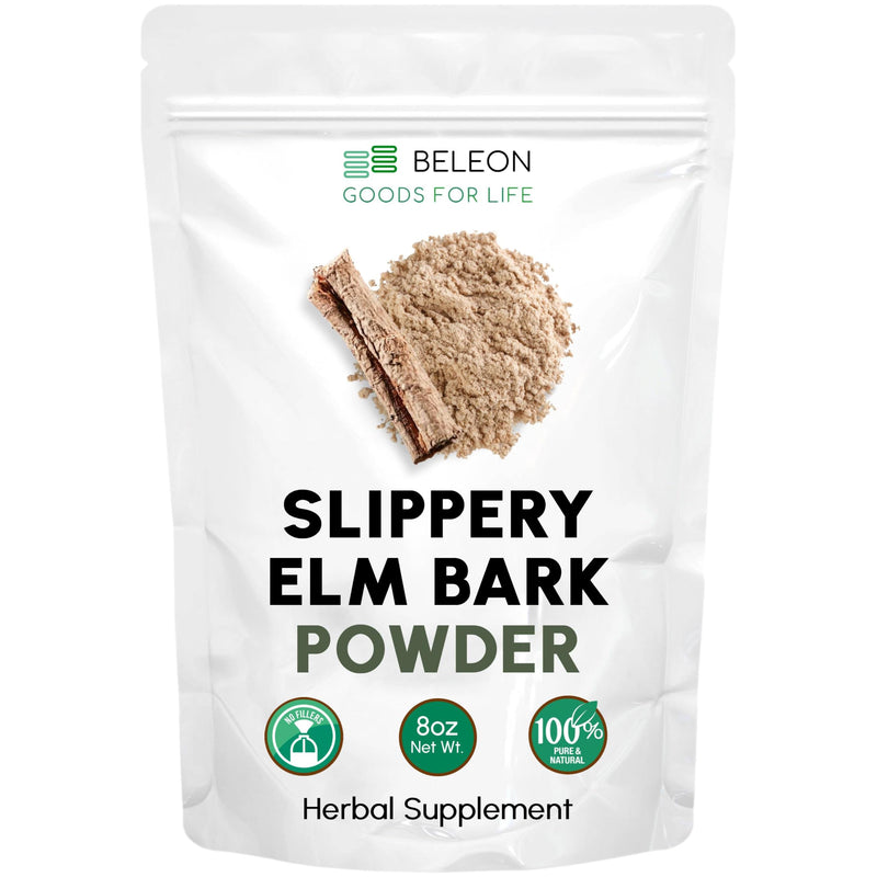 Slippery Elm Bark Powder 8 oz - Direct Crushed Inner Bark, Natural Herbal Ingredient for Warm Drinks & Shakes Slippery Elm Bark