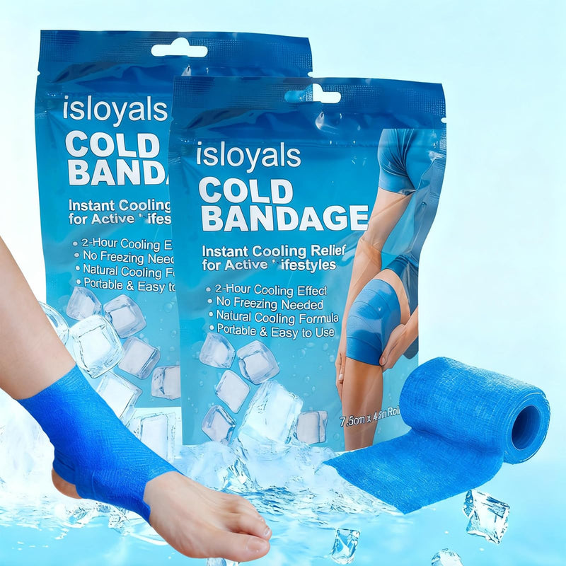 2 Packs Ice Tape, Self Sticking Bandage Wrap,Instant Cold Compression Tape Wrap,Cooling Athetic Tape for Knee,Ankle,Wrist,Pain and Swelling, No Refrigeration Needed(Blue) Blue-2pack - BeesActive Australia