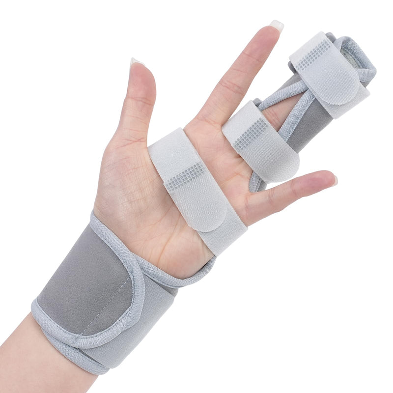 Double Trigger Finger Splint, Aluminum Finger Brace Joint Stabilizer, Adjustable Composite Fabric Hand Brace with Finger Support for Broken Fingers, Sprains, Mallet Injury, Arthritis