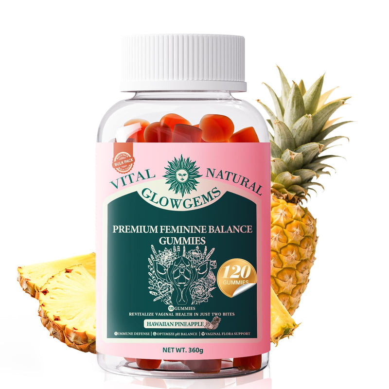 Vital Natural Feminine Balance Gummies, pH Balance & Immune Support, Hawaiian Pineapple Flavor, 120 Count (60 Servings), Vegan Probiotic Supplement for Women’s Intimate Health 1 Count (Pack of 120)