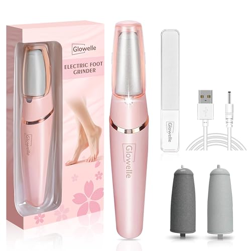 Glowelle Electric Foot Callus Remover, Electric Callus Remover for Foot, Rechargeable Portable Pedicure Tool Kit, Smooth Foot File Tools for Dead Hard Cracked Dry Skin, Foot Care for Women,Men Gift Pink