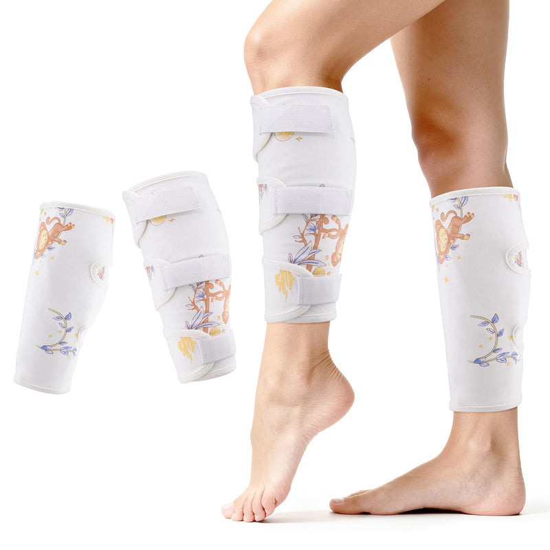 Organic Cotton Moisturizing Leg Wraps for Dry Cracked Skin Applying Oil/Lotion/Cream/Ointment, Hydrate Smoothe Soften Skin, Adjustable Castor Oil Packs Sleeve for Leg/Calf, Waterproof & Anti Oil Leak Large-circumference: 15.8-18.2 Inch(40-47cm) - BeesActive Australia