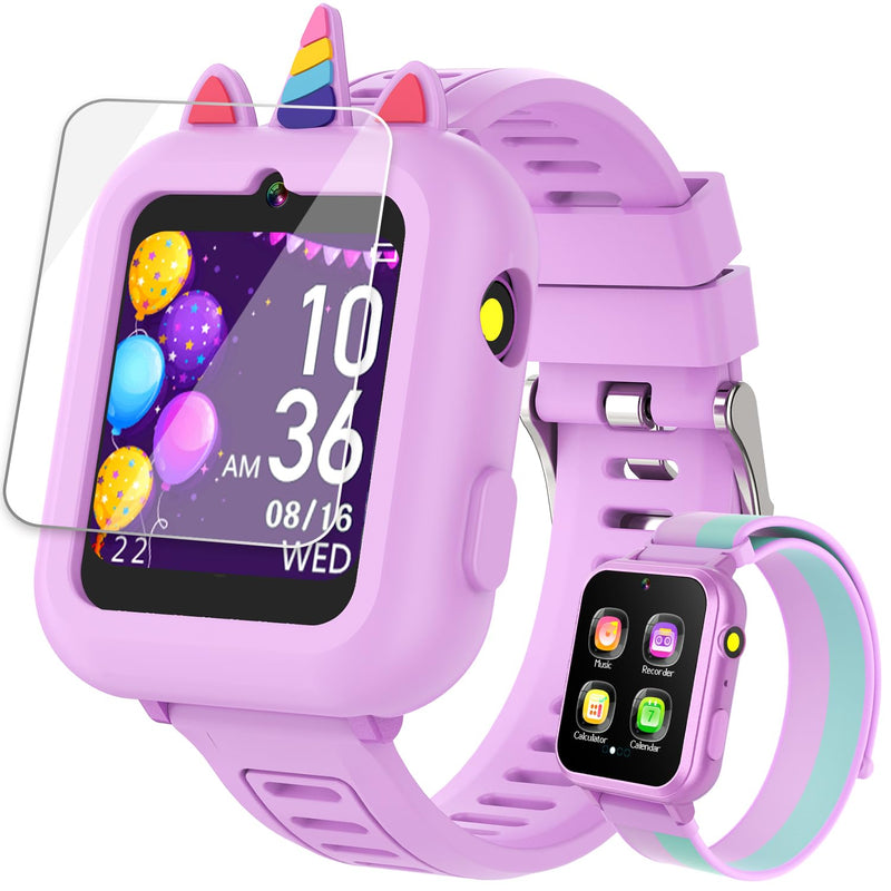 Smart Watch for Kids with 39 Games,Camera,Video,Music Player,Recorder,Alarm,Pedometer,Flashlight,Stopwatch,HD Touch Screen,Borthday Gift Toy for Girls Ages 3-12(Purple) purple