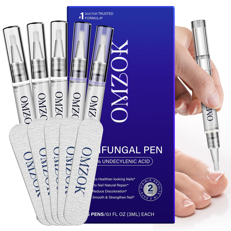 Toenail Fungus Pen - Toenail Fungus Treatment Extra Strength for Damaged, Discolored Nail - 25% Undecylenic Acid with Tea Tree, Jojoba (0.1 Fl Oz (Pack of 5)) - BeesActive Australia