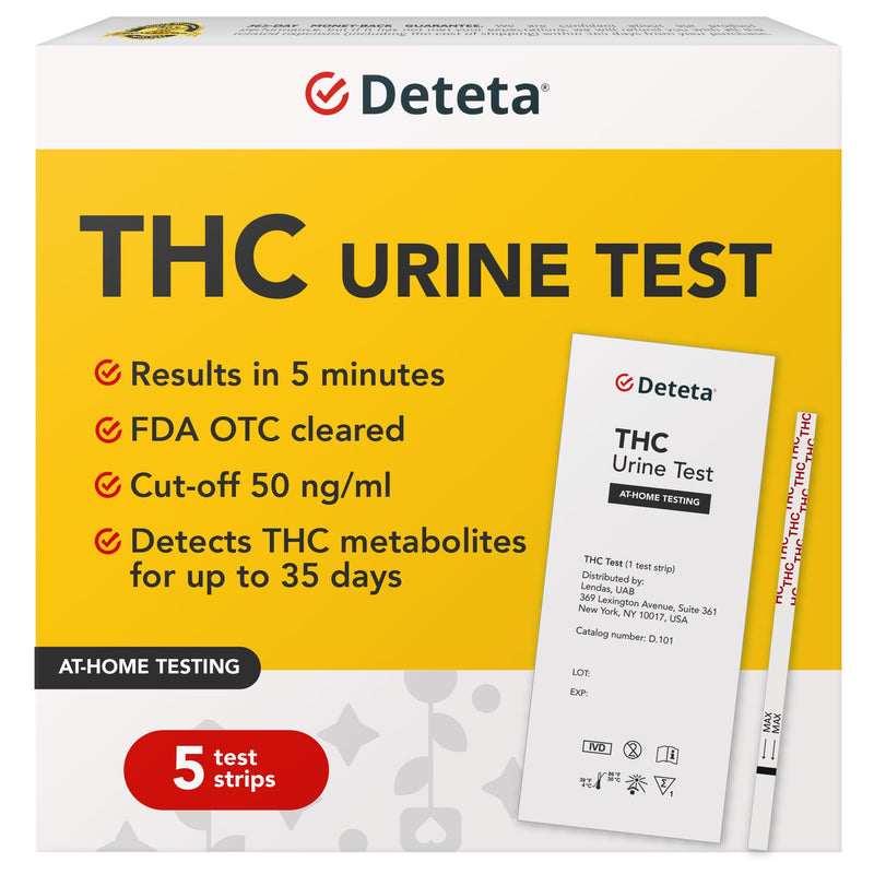 Home Marijuana Drug Test Kit, Highly Sensitive THC Drug Test Kit Marijuana/Weed, THC Drug Test Urine, Easy Home Drug Test Marijuana/THC Substance Abuse, 5 THC Test Strips/Sticks, 50 ng/ml 5 Count (Pack of 1) - BeesActive Australia
