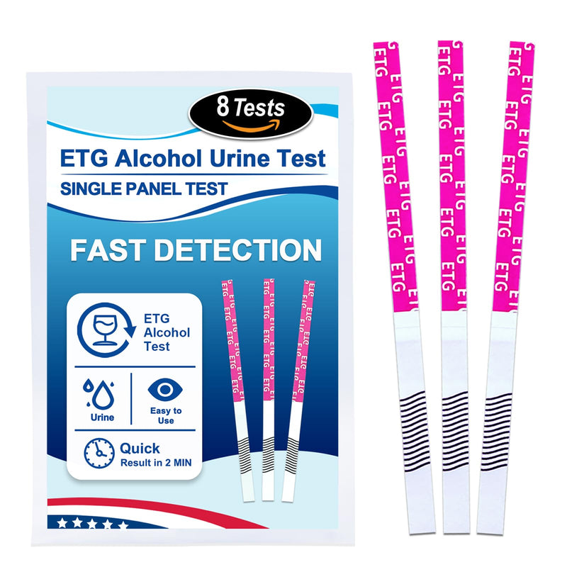 ETG Alcohol Strips, High Sensitivity | Rapid 2-Minute Results for Home/Workplace/Rehab Testing | 24-80 Hour Detection Window [8 Pack] 8 Pack