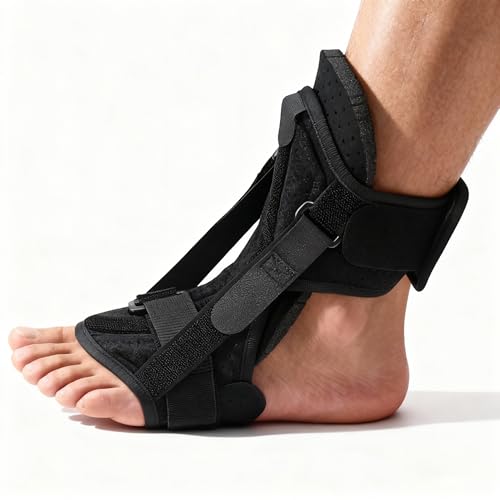 Plantar Fasciitis Night Splint Boot, Adjustable Night Splint for Plantar Fasciitis, Foot Drop & Heel Spur Pain Relief Day & Night for Men and Women (Black) Black
