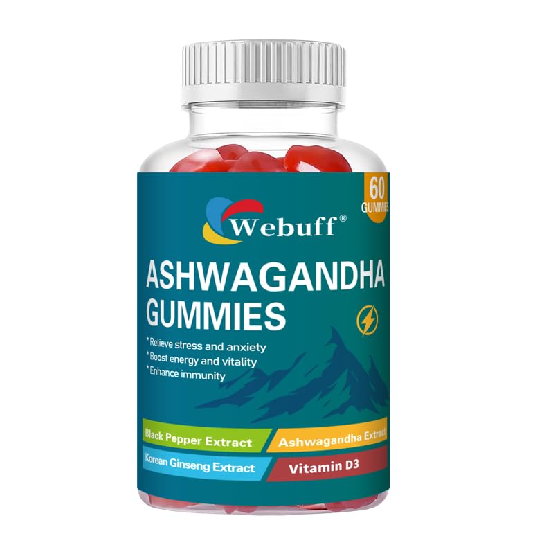 Ashwagandha Gummies with L-Theanine & Black Pepper Extract for Daily Stress Relief, Mood Support & Mental Clarity - Non-GMO, Gluten-Free, Vegan - 60 Count 60 Count (Pack of 1)