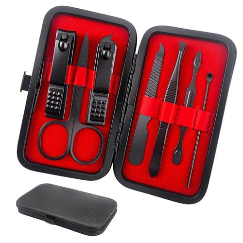 Manicure Set Stocking Stuffers for Men, Easter Basket Stuffers for Teens, Manicure Kit Nail Clippers Kit Grooming Kit Pedicure Care Tool Fathers Day Men Dad Birthday Gifts for Teen Boys Father Black