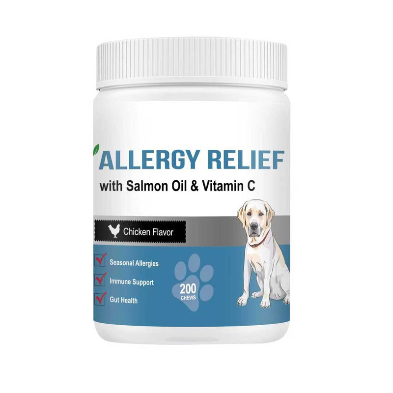 Dog Allergy Relief Treats, Omega 3 Fish Oil for Dogs Chews, Dry & Itching Skin Relief Treatment, Allergy Chews - Dog Anti Shedding Treats - Shiny Coats Chicken 120 Chews