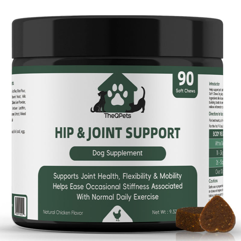 Dog Joint Supplement Chews - Glucosamine 600mg MSM 300mg Chondroitin Turmeric Green Lipped Mussel Collagen - Hip and Joint Chews for Senior & Active Dogs All Breeds - 90 Soft Chews Chicken