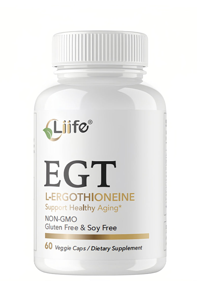 LIIFE L-Ergothioneine (EGT) 30mg Compound Antioxidant | 60 Vegan Capsules | Powerful compound antioxidant, supports healthy aging & longevity, promotes skin health. Non-GMO, Gluten Free, vegan friendly