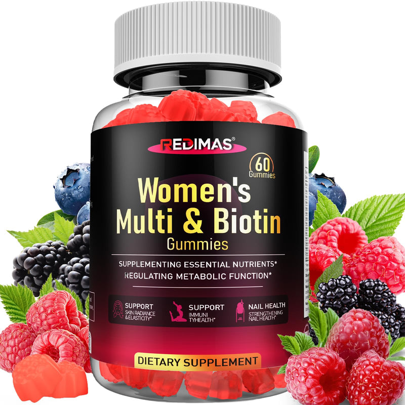 Multivitamin Gummies for Women, Mix Berry Flavor Gummy, 60 Count | Vitamin Blend with Vitamins A, B, C, D, E, K2 and Biotin, Daily Energy Support, Chewable Format for Nutrition Routine