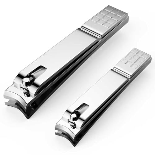 Derlaier Nail Clippers Set, Heavy-Duty Fingernail & Toenail Clippers，Silver Silvery-large/Small