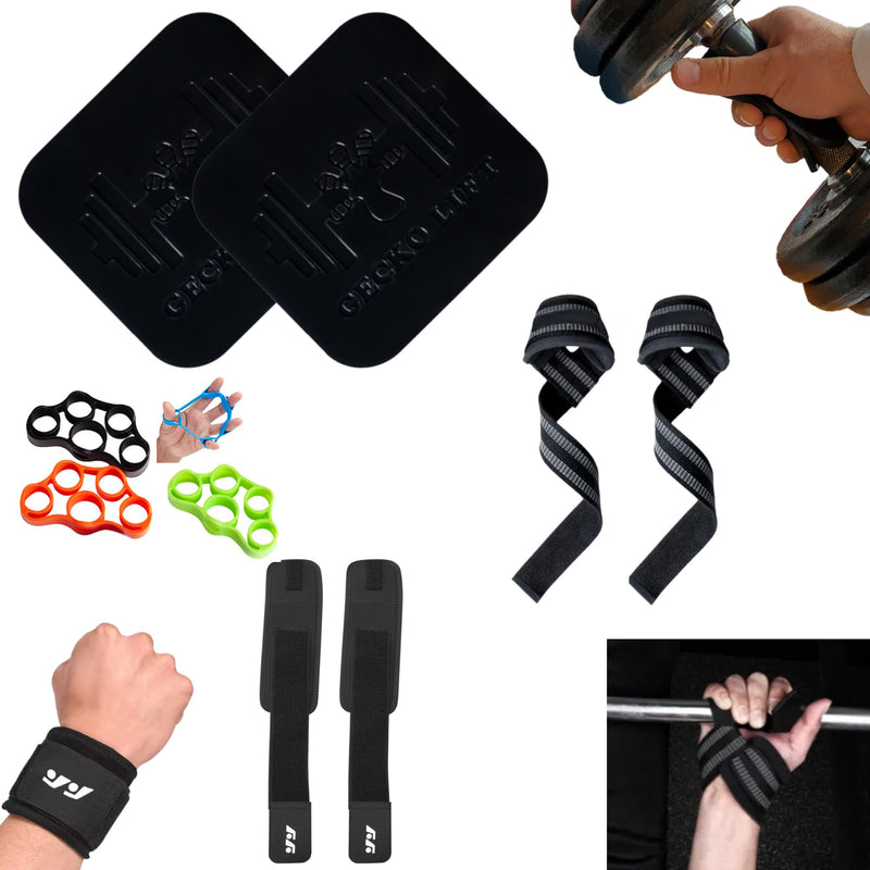 Premium Silicone Grip Pads, Thick Soft Non-Slip Non Sweat, Best Weight Lifting Glove Alternative, 4x4in 10x10cm BLACK Suite