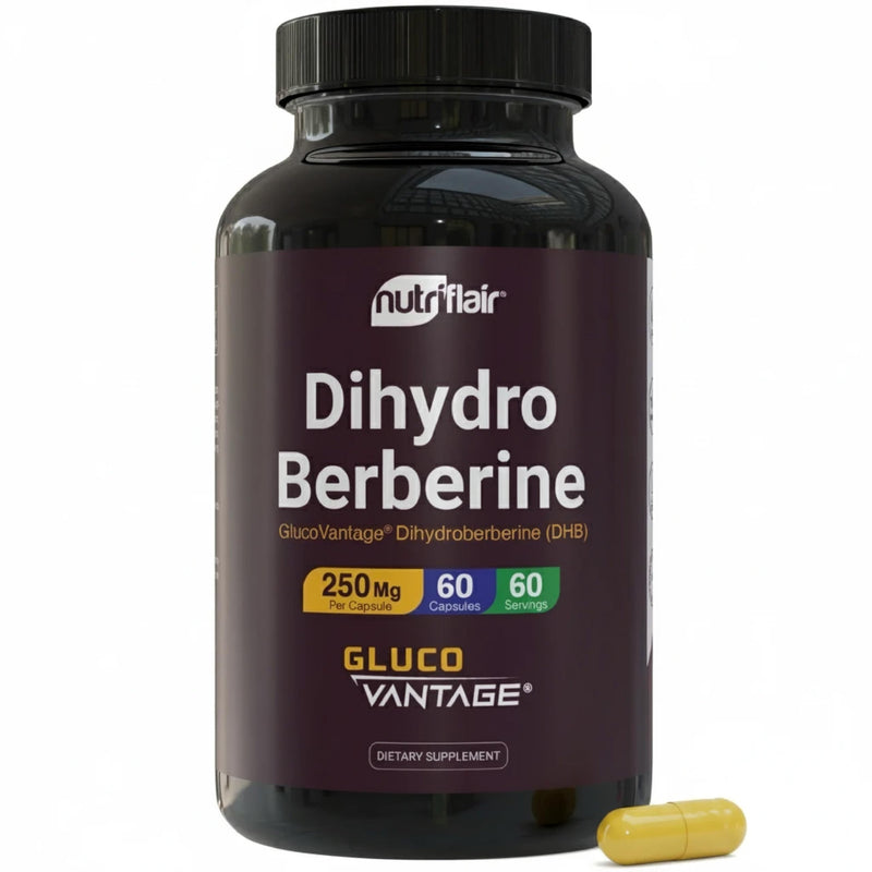 NutriFlair DihydroBerberine 250 mg (GlucoVantage®), 60 Capsules | High Bioavailability Berberine Supplement, Advanced Metabolic & Daily Wellness Support, 2-Month Supply