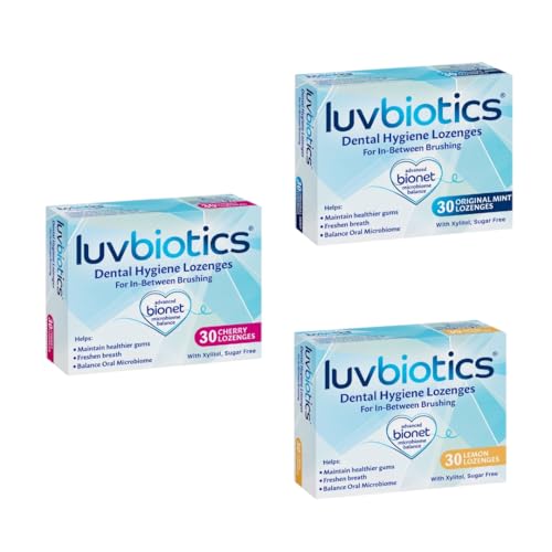 Luv Biotics On The go Freshness with Mint, Cherry and Lemon Natural Flavours - Probiotics and Xylitol Promotes Good Bacteria for Fresh Breath and Healthy Teeth & Gums.