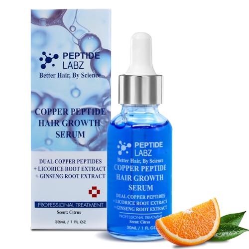 Copper Peptide Hair Serum with Copper Tripeptide-1 – Dual Peptide Complex + Licorice Root – Citrus Scent – 1 fl oz