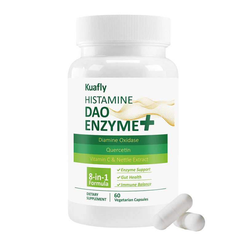 DAO Supplements Histamine Blocker – DAO Enzyme + Diamine Oxidase & Quercetin, Immortelle, Vitamin C for Gut Health and Food Support 60 Capsules