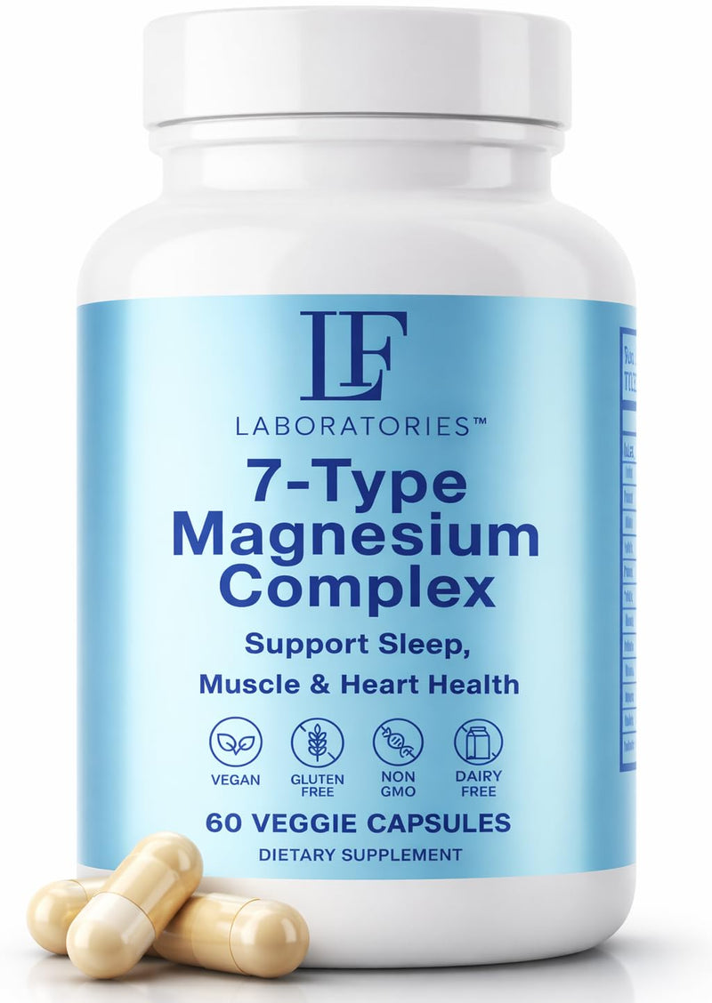 Magnesium Complex 7-in-1 with Vitamin B6 – High Absorption Blend for Sleep, Stress Relief & Muscle Recovery – 7 Forms Magnesium Supplement – Calm Mood Support – 60 Vegan Capsules – LF Laboratories 1