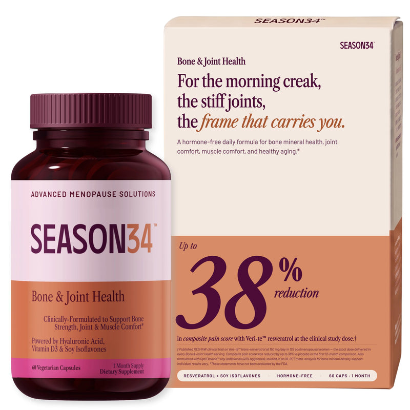 Bone & Joint Health for Women | Hyaluronic Acid, Soy Isoflavones, Resveratrol & Vitamin D3 for Flexibility, Mobility & Bone Strength Support | Menopause Joint & Bone Wellness, 60 Capsules