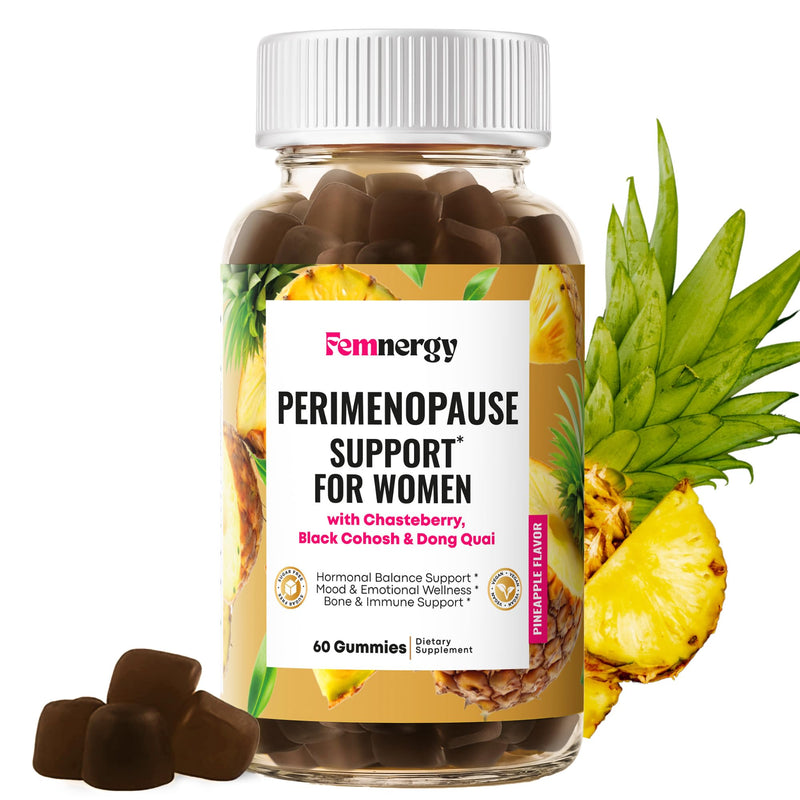 Perimenopause Support Gummies for Women - Menopause Relief Estrogen & Hormone Balance Supplement with Black Cohosh Chasteberry Vitamins D3 B6 for Hot Flashes Night Sweats & Mood Swings 60 Count (Pack of 1)
