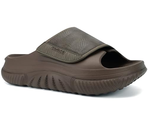 COFACE Mens Recovery Sandals Man Orthopedic Plantar Fasciitis Walking Outdoor Slides for Men Comfort Adjustable Thick Cushioned Orthotic Size 7-15 10 Brown