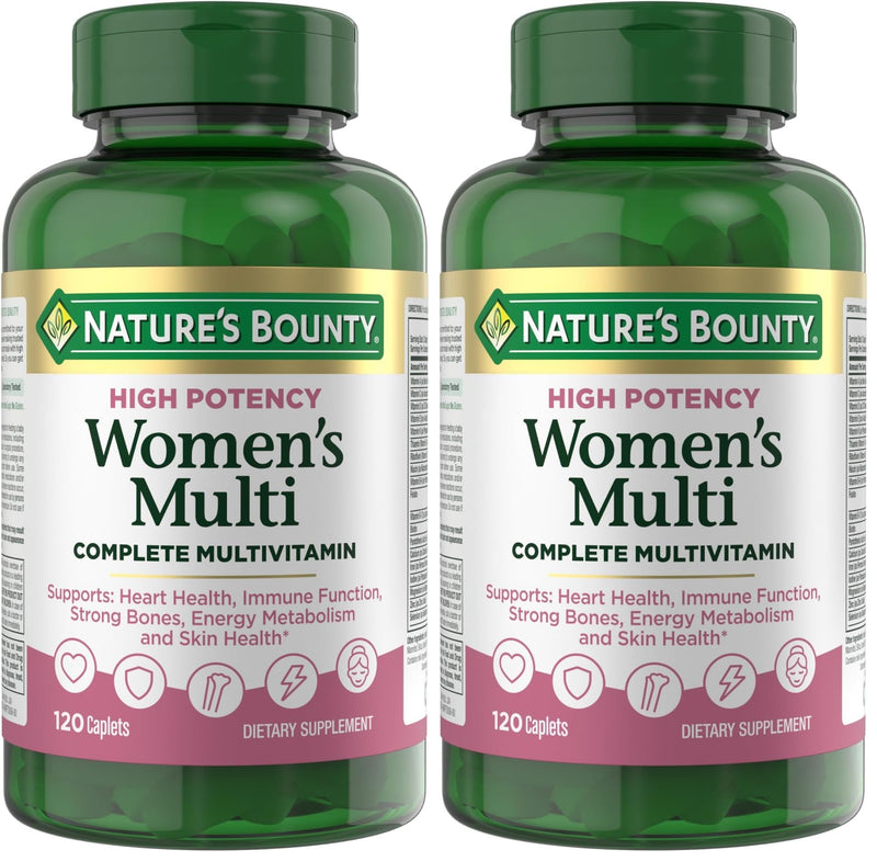 Nature's Bounty High Potency Women’s Complete Multivitamin, Daily Vitamin with Vitamin C, Supports Heart Health & Immune Function, Essential Nutrition for Women, 120 Caplets (Pack of 2) 120 Count (Pack of 2)