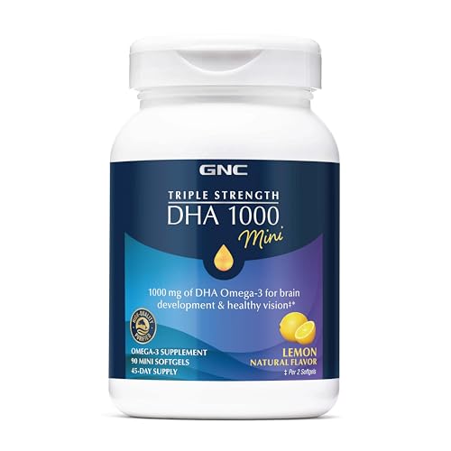 GNC Triple Strength DHA 1000 Mini, Lemon, 90 Count, 45 Servings Old Version