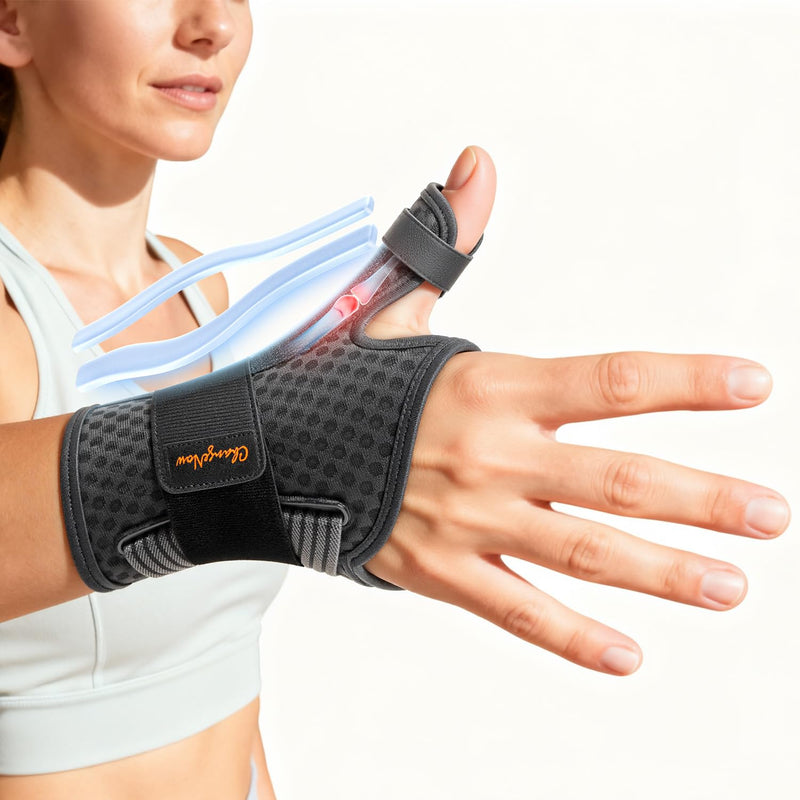 Ultra Breathable Thumb Brace for Right & Left Hand, [Upgraded Medical-Grade] Thumb Spica Splint for Trigger Thumb, Adjustable Thumb Support for De Quervains Tenosynovitis, Pain Relief, Arthritis, Tendonitis, Sprains S - Fit both hands Black