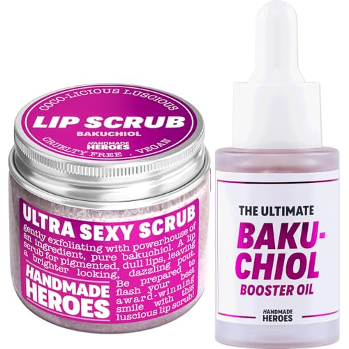 Handmade Heroes Bakuchiol Lip Scrub & The Ultimate Bakuchiol Booster Face Oil - Clean Beauty Vegan Skincare