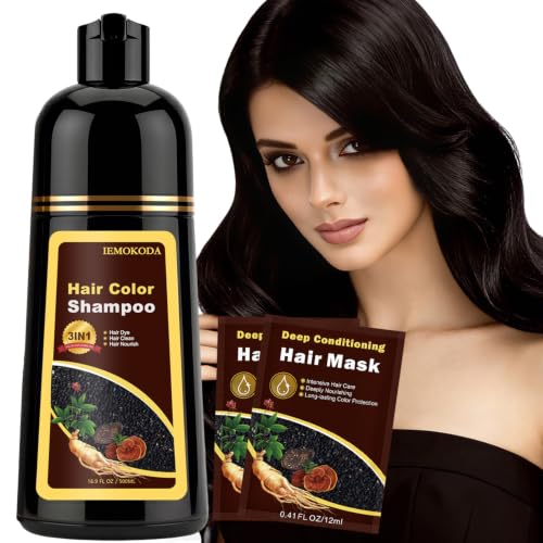 Black Tea Hair Dye Shampoo for Gray Hair, Natural Hair Color for Women&Men Black Tea