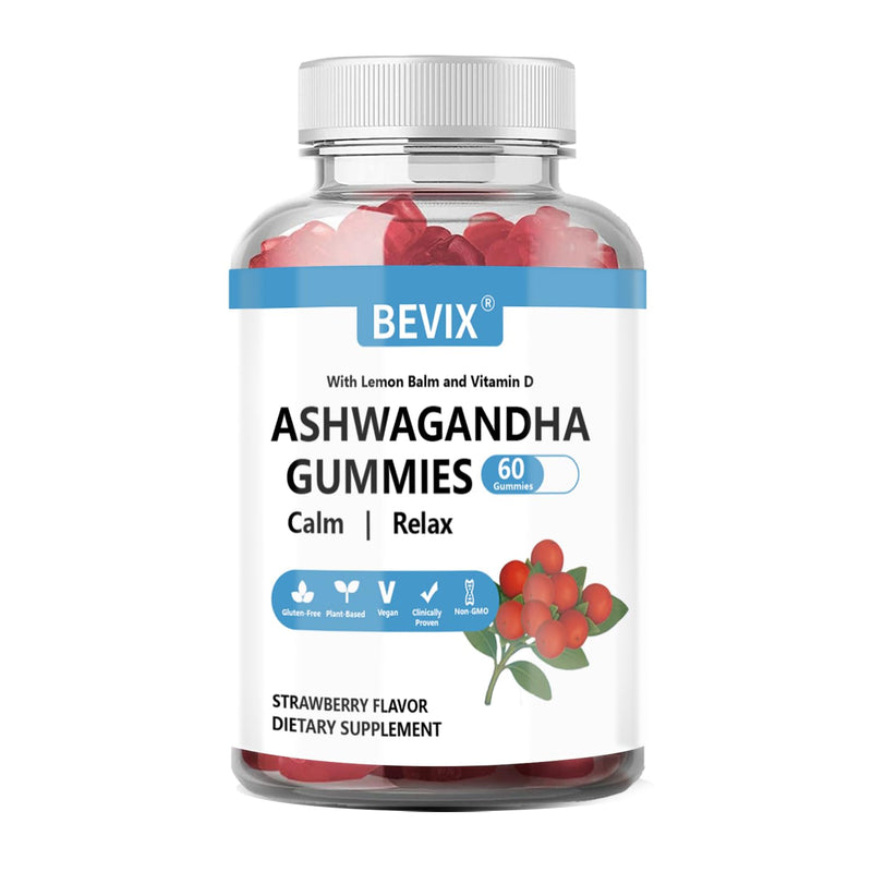Ashwagandha Gummies with Vitamin D, 60 Count | Non Gluten Free Support Stress Relief & Immune Ashwagandha Supplements