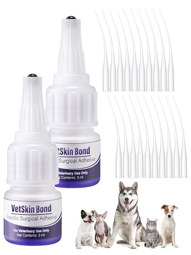 2 Pack 3ml Veterinary Surgical Skin Glue with 20 Applicators 2