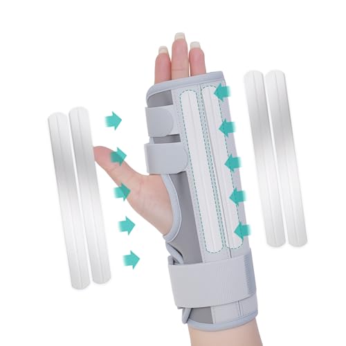 lefeke Trigger Finger Splint, Multi Finger Brace for Middle, Index, Pinky, or Ring Fingers, Hand Brace with Finger Support, Straightening Immobilizer for Broken Fingers, Arthritis, Contractures-Upgraded Fabric (Grey)