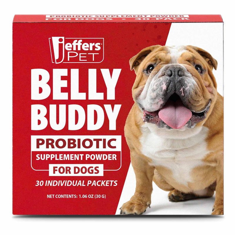 Jeffers Belly Buddy Dog Probiotic Powder Packets, 30 Count - Veterinary Formulated, Four Probiotic Strains & Vitamins for Gut Health, Diarrhea & Digestive Balance, Chicken Liver Flavor, USA Made For Dogs 30 ct