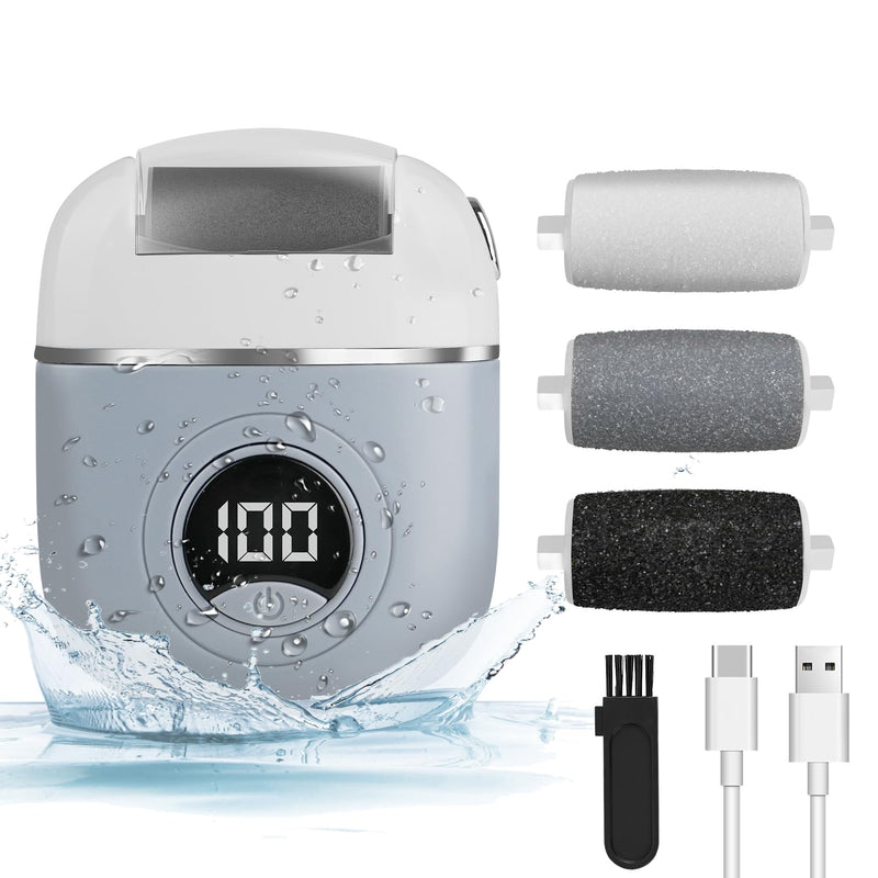 Electric Foot Callus Remover, Rechargeable & Waterproof Pedicure Tool with 3 Roller Heads, 2 Speeds for Dead, Hard, Cracked, Dry Skin Care - BeesActive Australia