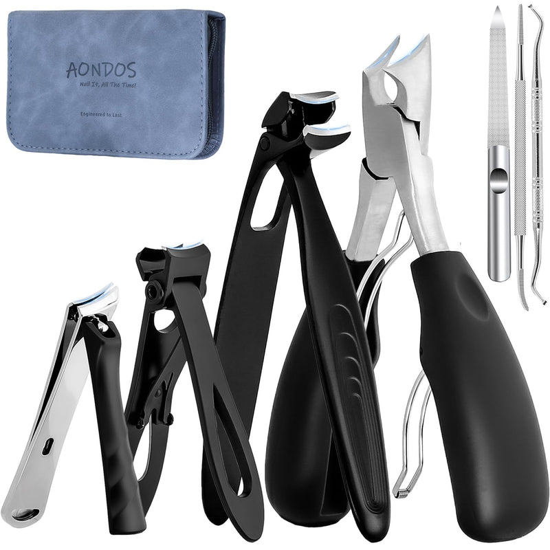 Precision Stainless Steel Heavy Duty Angled Head,Wide Jaw Clippers for Seniors and Man,Ingrown Toenail,Thick Nail.Extra-Long Handle, Extra-Large Slanted Nail Cutter. Men,Women,Elderly.7Pcs (7PCS NAI) 7PCS Nai - BeesActive Australia