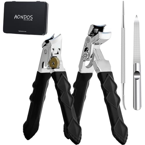 Heavy Duty Angled Head,Wide Jaw Clippers for Seniors and Man,Ingrown Toenail,Thick Nail.Long Handle, Slanted Nail Cutter for Men,Women,Pregnant,Elderly.4Pcs
