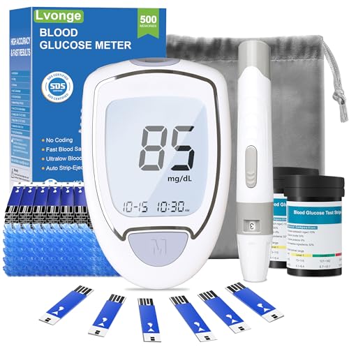 Glucose Monitor Kit, High Accuracy Blood Sugar Testing Kit with 100 Glucometer Strips & 100 Lancets, Larger-Screen Glucose Monitor with Lancing Devices, No Coding, Portable for Home or Travel Blood Glucose Monitor Kit