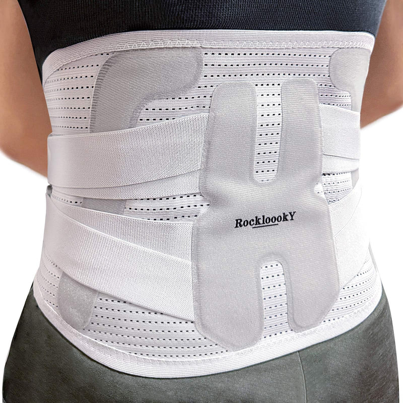 Lower Back Brace for Women Men, Adjustable Lumbar Support with Ergonomic Metal Stays for Work,Lifting,Drive,Fitness, Breathable Fabric Support Belt with 3D Pad, Grey,Size L,Waist 38"-45" Large(Waist 38"-45")