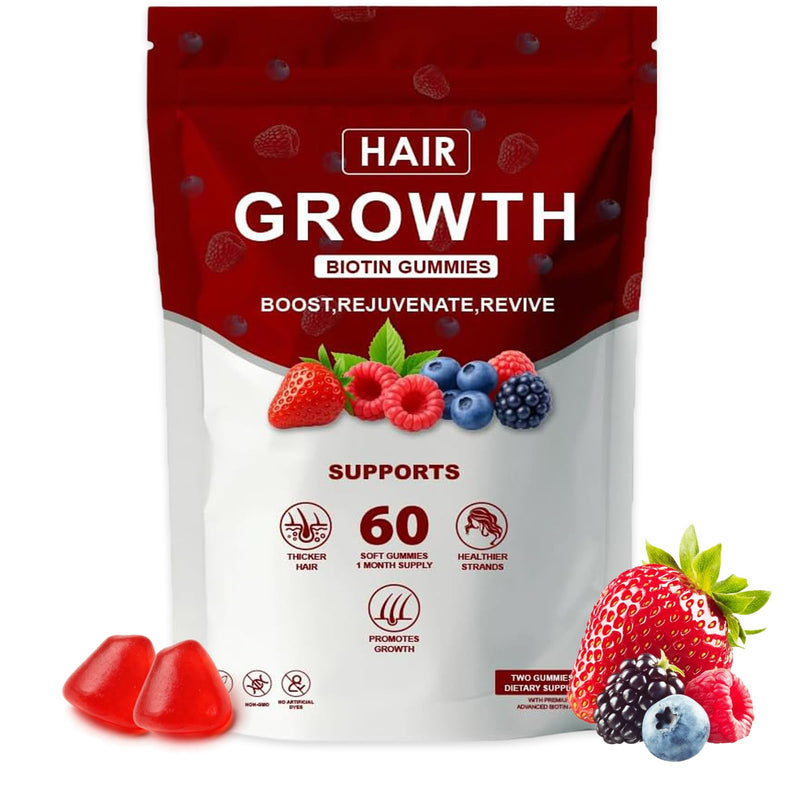 Hair Growth Vitamins Gummies for Black Women, Hair Skin Nails Healthy Nourishment with Biotin, Collagen & Botanical Extracts, Hair Strength, Skin & Nail Care, Non-GMO, 60 Gummies (1) 1