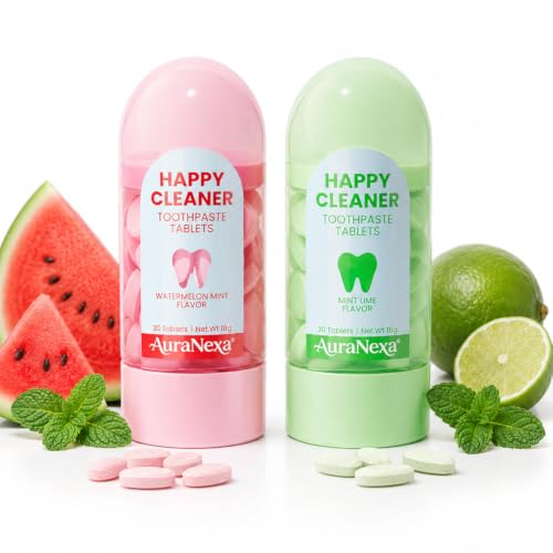 Nano Hydroxyapatite Toothpaste Tablets, Fluoride-Free, 60 Count Lime Mint + Watermelon Mint, 60 Count (2 pack)