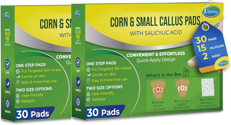 Corn Remover Pads for Feet Toes: 2 Boxes of 30 Pack Salicylic Acid Extra Strength Treatment - Fast Effective Medicated Bandages for Kids Adults Seniors Teens Runners Hikers Workers Men Women 02 - BeesActive Australia