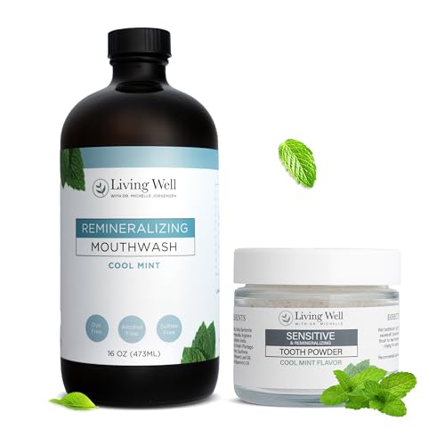 Sensitive Teeth Bundle,Tooth Powder + Cool Mint Mouthwash