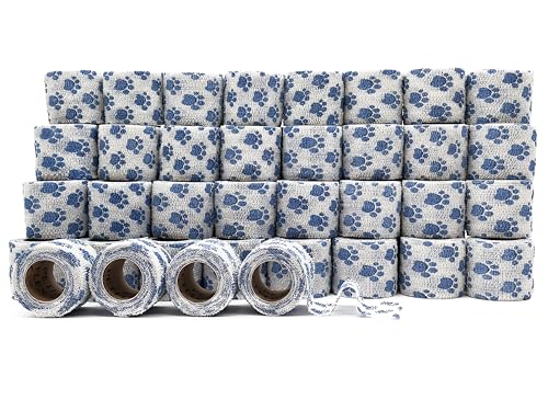 OVIK Health PetFlex Paw Pack – Flexible Self-Adhering Elastic Bandage for Wound Care – First Aid Wrap for Small Animals Like Dogs, Cats, and Other Pets - 2 inch, 36 Rolls Paws Variety Pack 36 Count