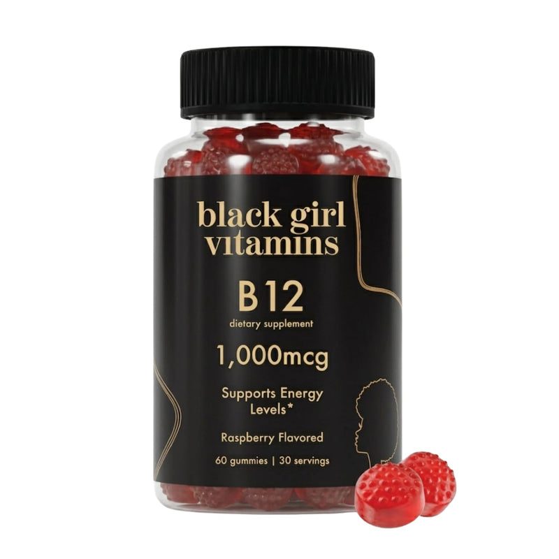 Black Girl Vitamins - Vitamin B12 Gummies, for Energy, Metabolism & Nervous System Support, 1000 mcg Cyancobalamin B12 per Serving, Halal & Gluten-Free - 60ct