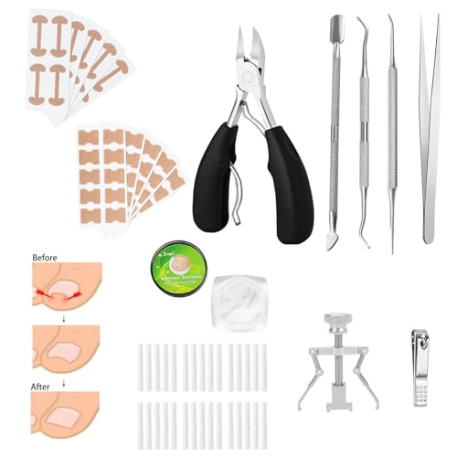 Ingrown Toenail Corrector Set, Professional Foot Care Kit for Ingrown Toenail Treatment & Removal, Toenail Straightener for Curved Pincer Thick Nails, Home Pedicure Tools for Men Women