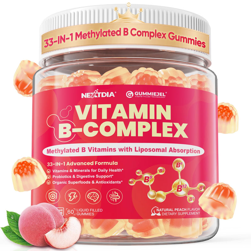 Methylated Vitamin B Complex Gummies for Women & Men, High Dose 2000 mcg Methyl B12, Liposomal Super All B Vitamins Methylfolate, B1, B2, B3, B5, B6, B7, Vitamin C, Choline for Energy, Focus, 60Counts 60 Count (Pack of 1)