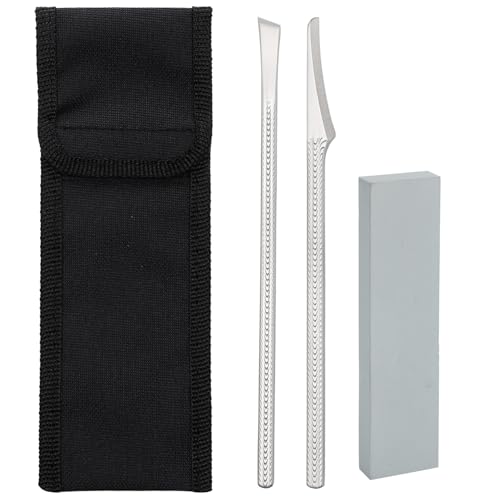 Segbeauty 2pcs Stainless Steel Ingrown Toenail Removal Kit with 1000 Grit Whetstone, Professional Pedicure Tools for Feet, Foot Scraper for Dead Skin Removal, At Home Foot Care Cuticle Remover Kit Scraper + Inclined Knife